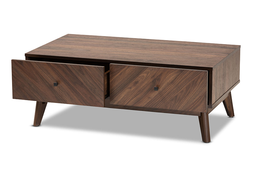 Hartman Mid-Century Modern Walnut Brown Finished Wood Coffee Table