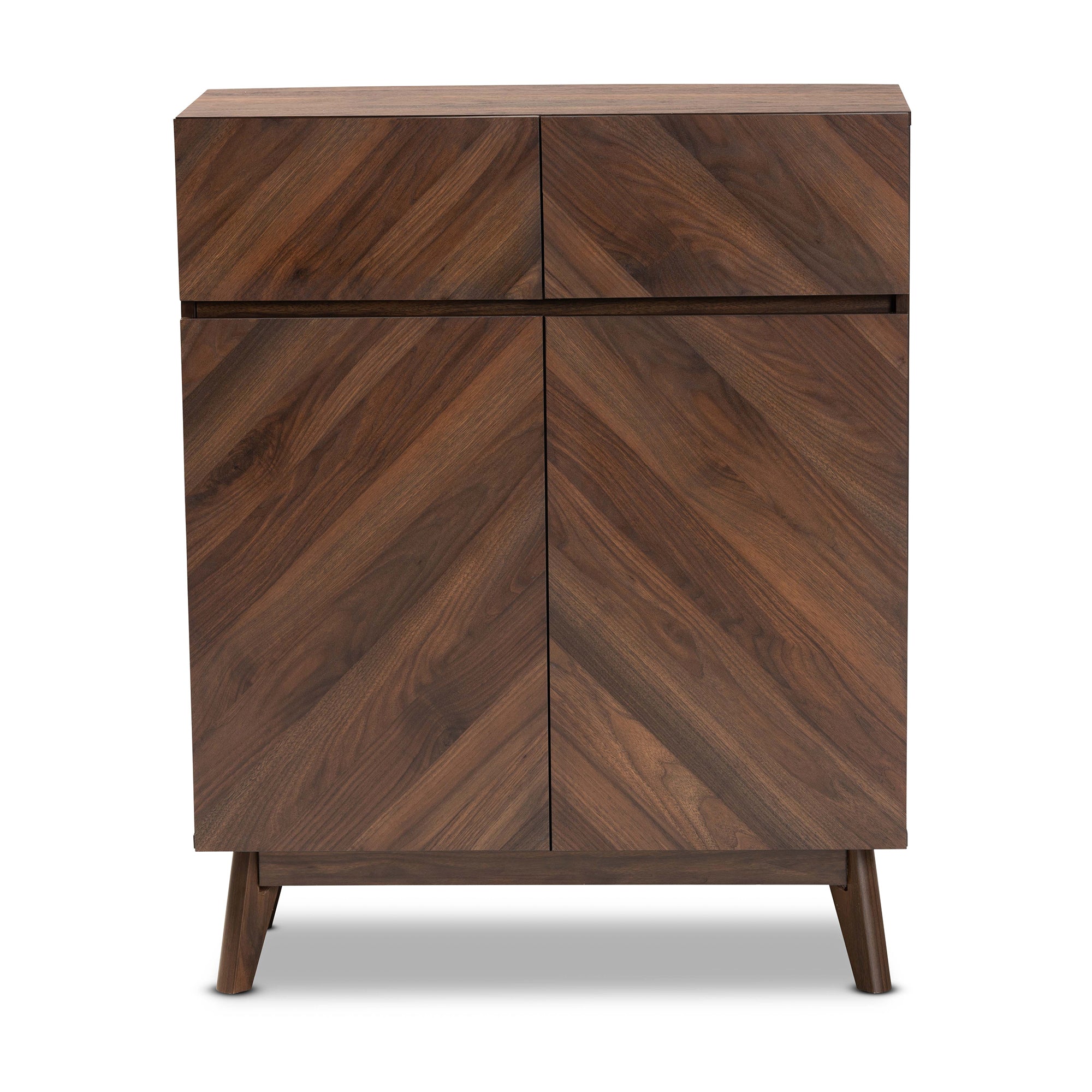 Hartman Mid-Century Modern Walnut Brown Finished Wood Shoe Cabinet