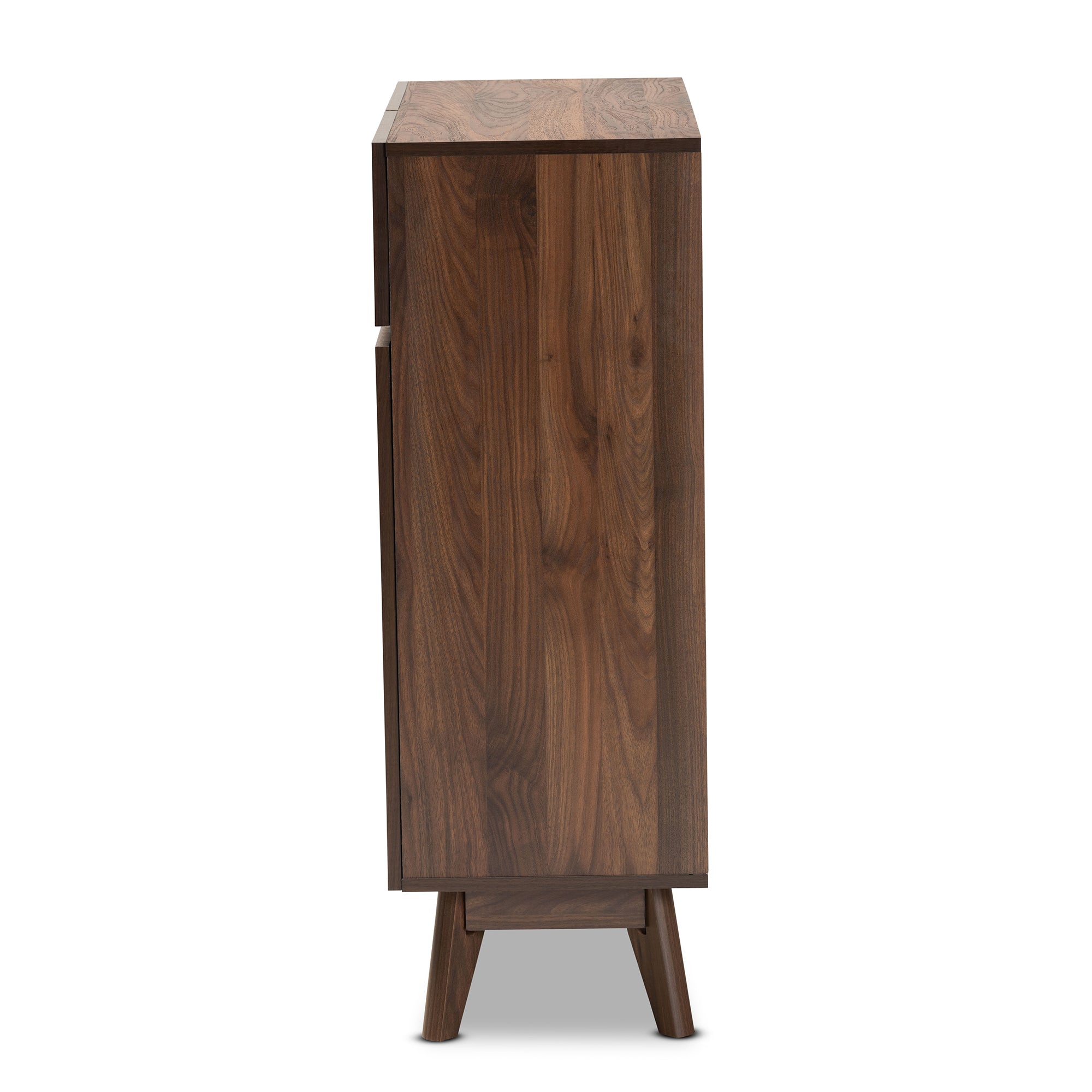 Hartman Mid-Century Modern Walnut Brown Finished Wood Shoe Cabinet