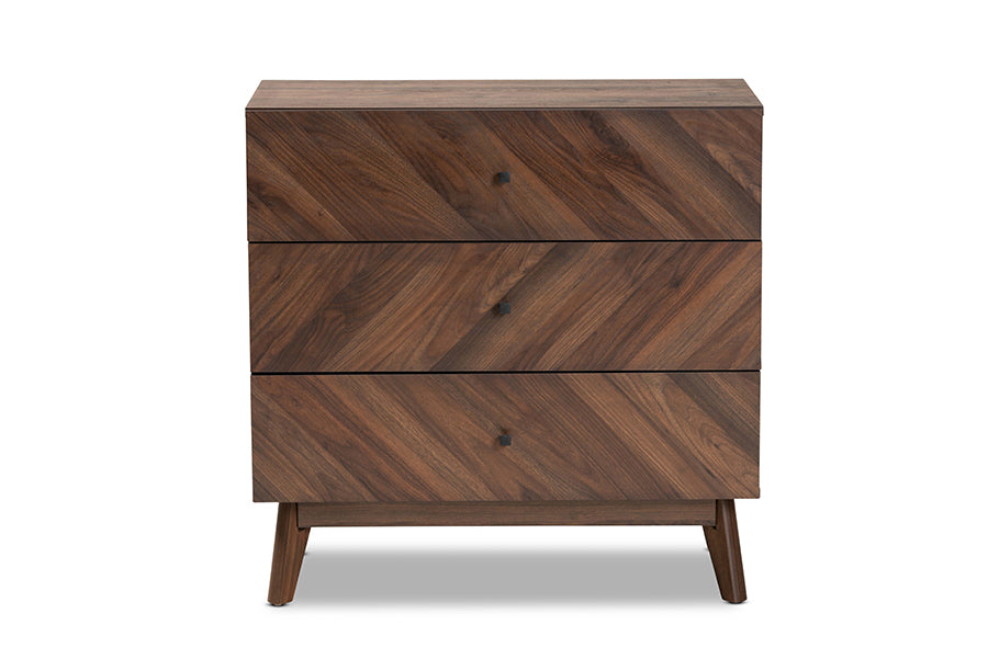 Hartman Mid-Century Modern Walnut Brown Finished Wood 3-Drawer Storage Chest