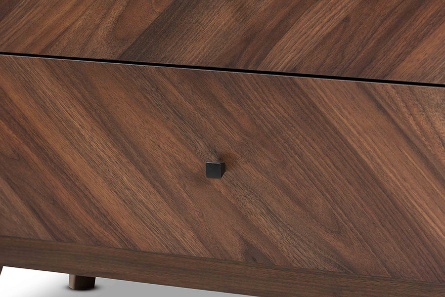 Hartman Mid-Century Modern Walnut Brown Finished Wood 3-Drawer Storage Chest