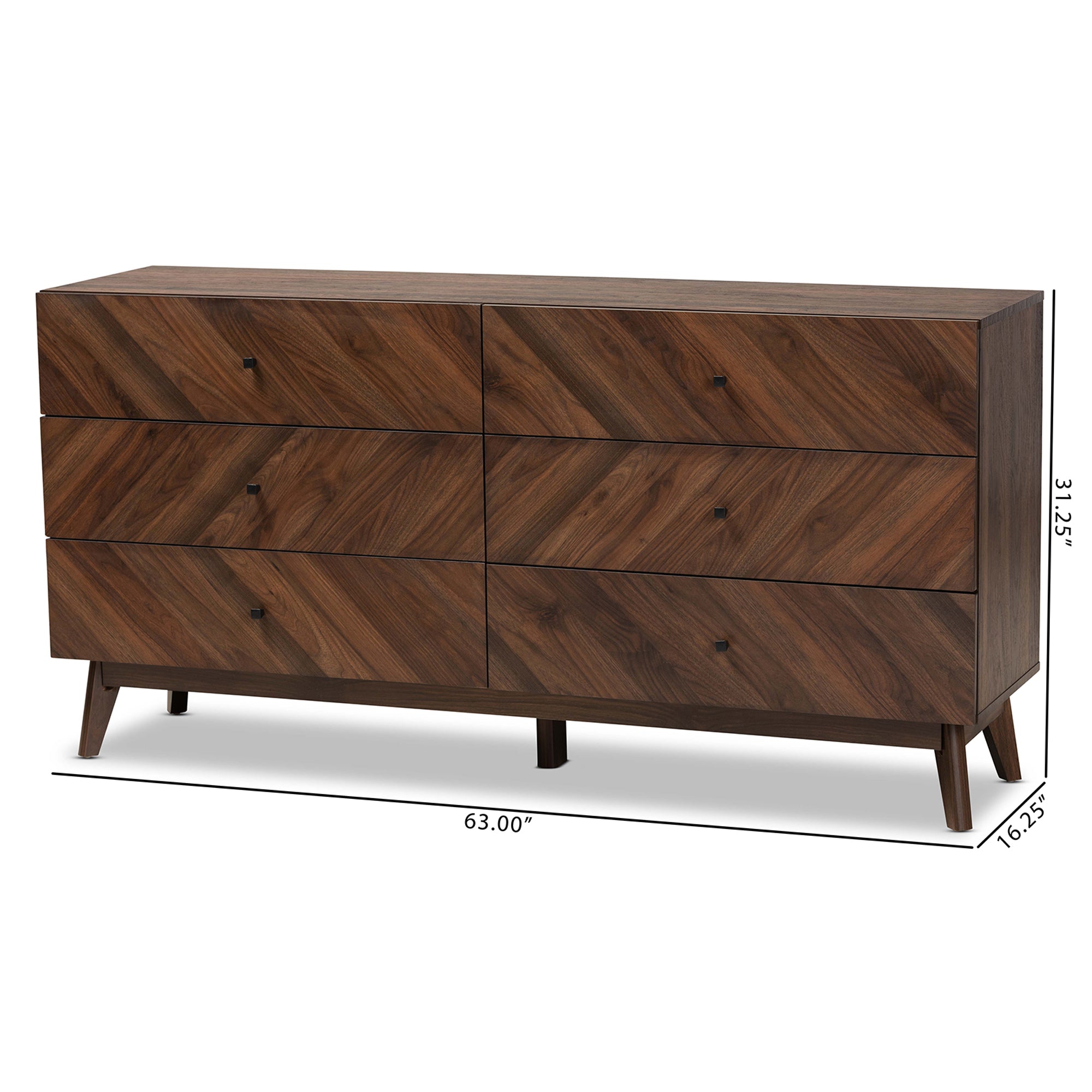 Hartman Mid-Century Modern Walnut Brown Finished Wood 6-Drawer Dresser