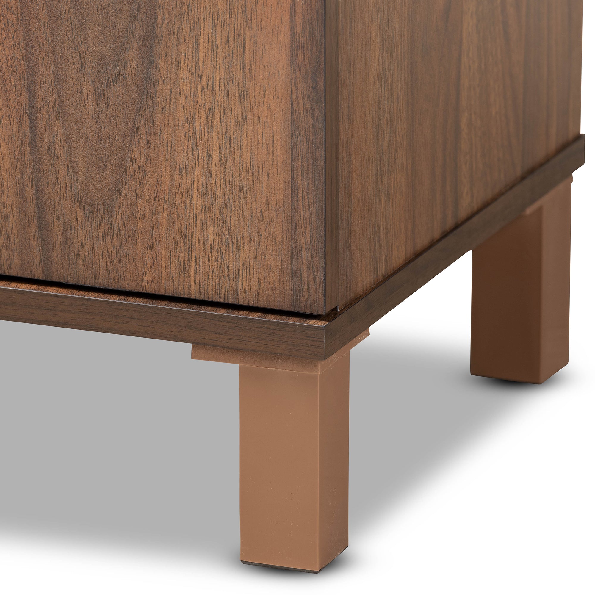 Talon Modern and Contemporary Two-Tone Walnut Brown and Dark Grey Finished Wood 2-Door Shoe Storage Cabinet
