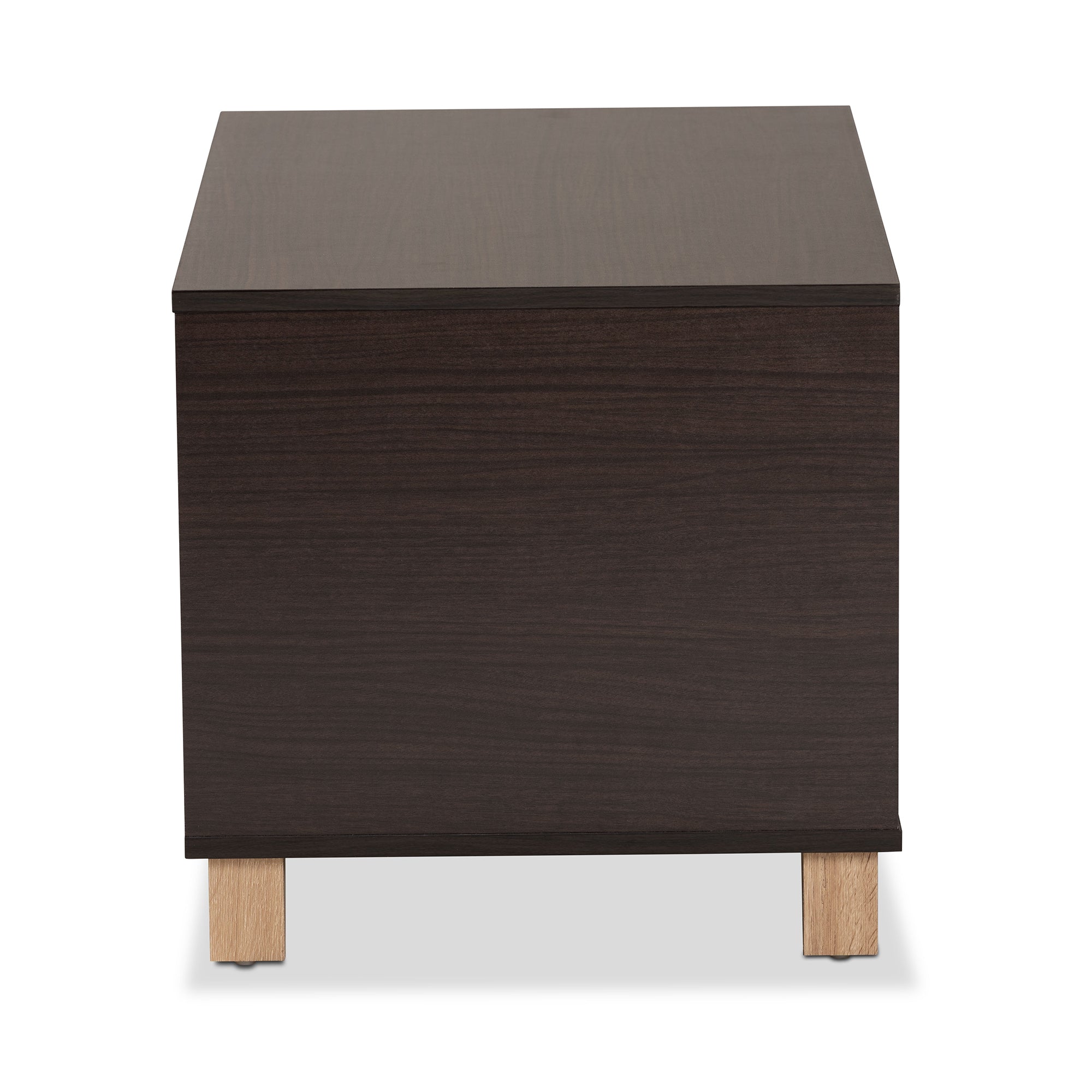 Eckhart Modern and Contemporary Two-Tone Dark Brown and Oak Finished Wood Cat Litter Box Cover House