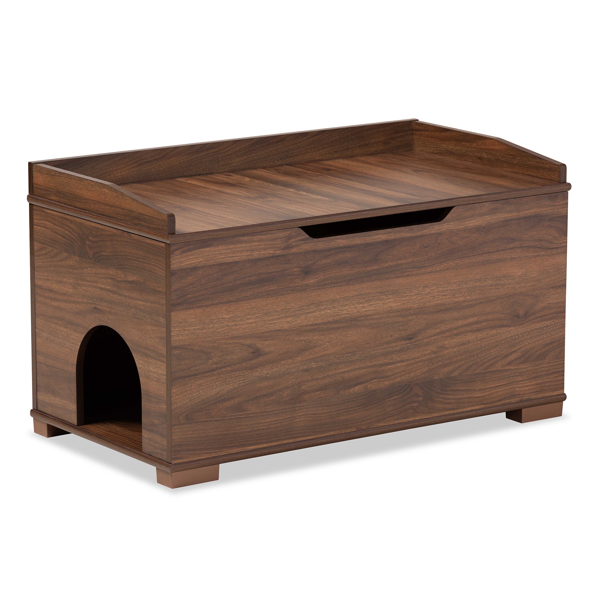 Baxton Studio Mariam Modern and Contemporary Walnut Brown Finished Wood Cat Litter Box Cover House