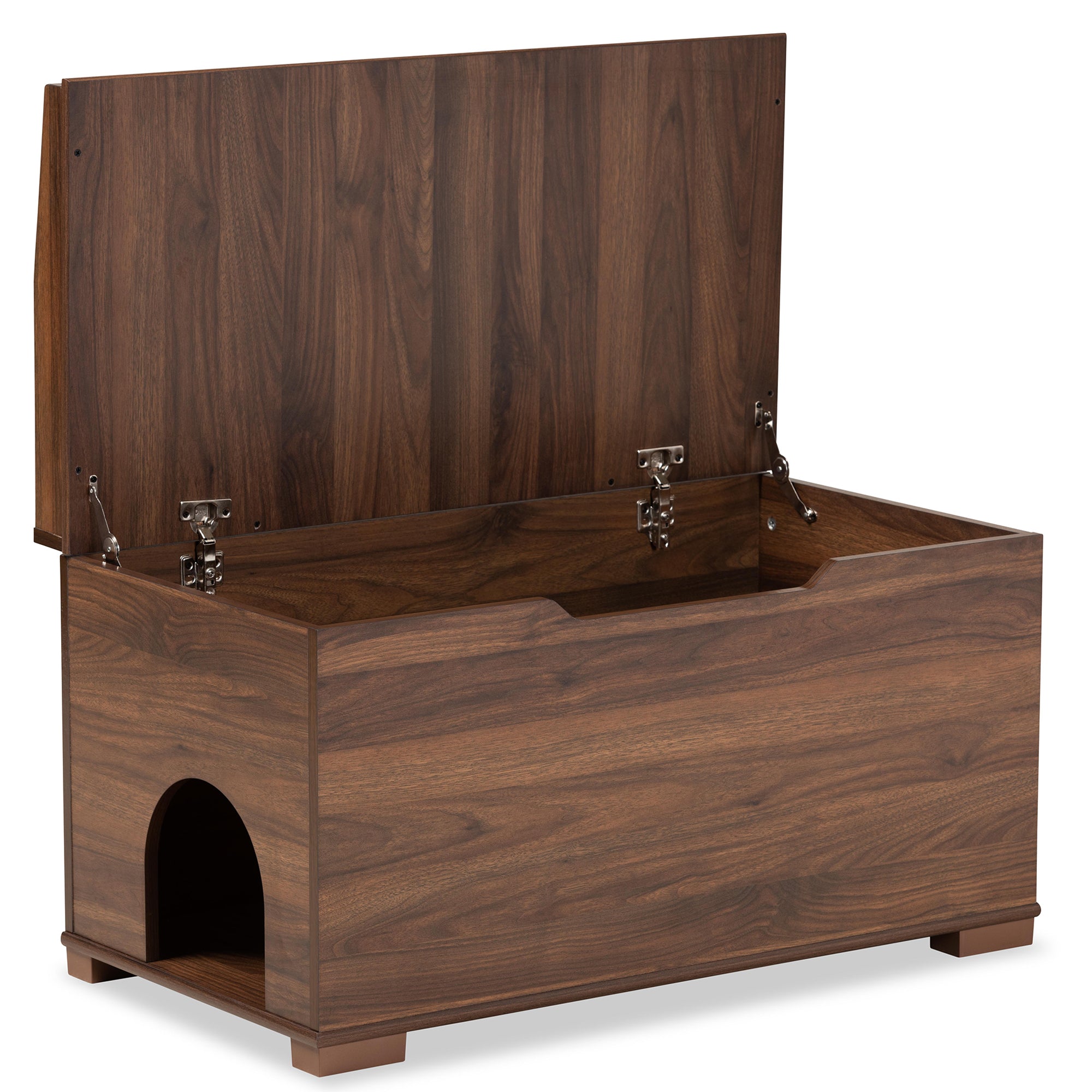 Mariam Modern and Contemporary Walnut Brown Finished Wood Cat Litter Box Cover House
