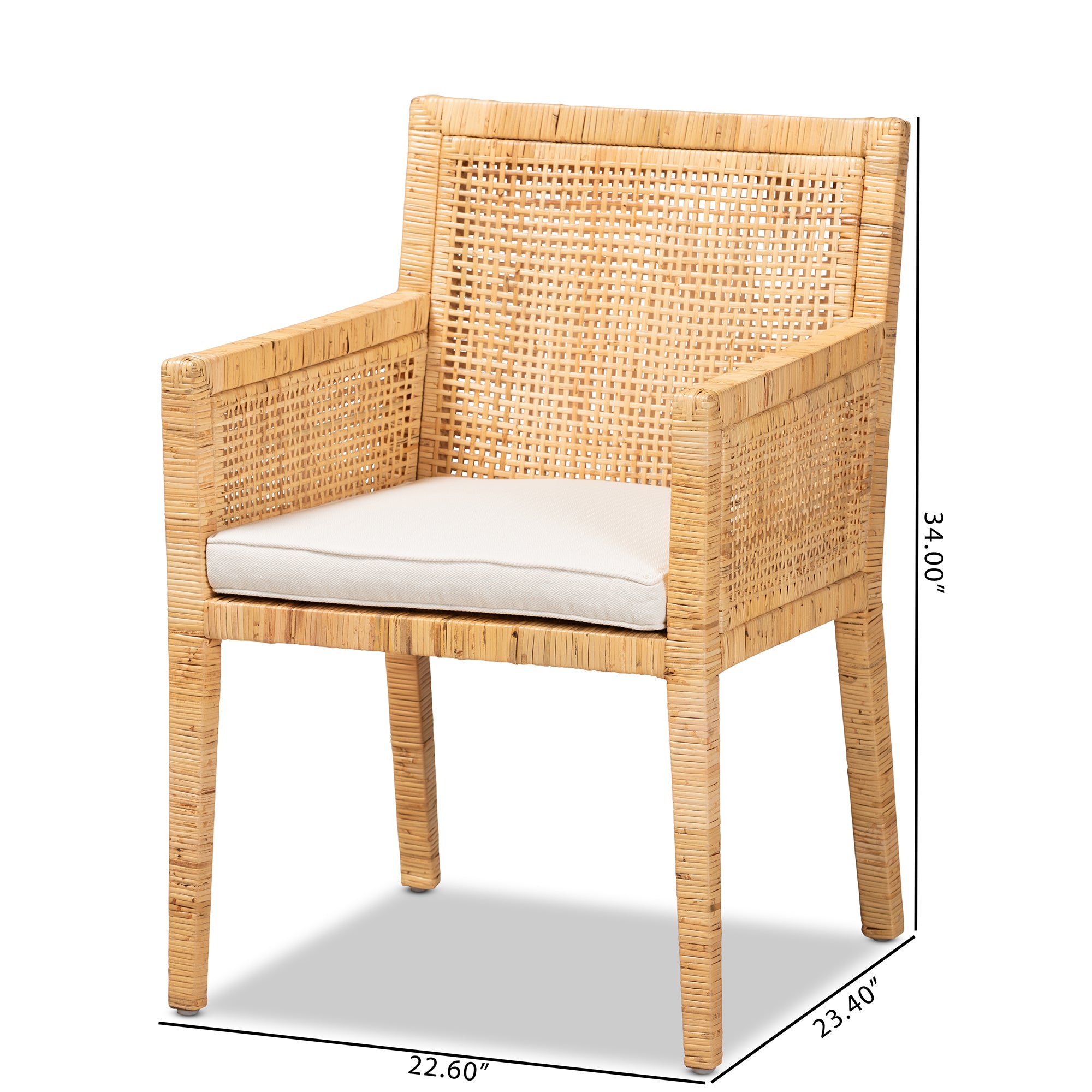Karis Modern and Contemporary Natural Finished Wood and Rattan Dining Chair