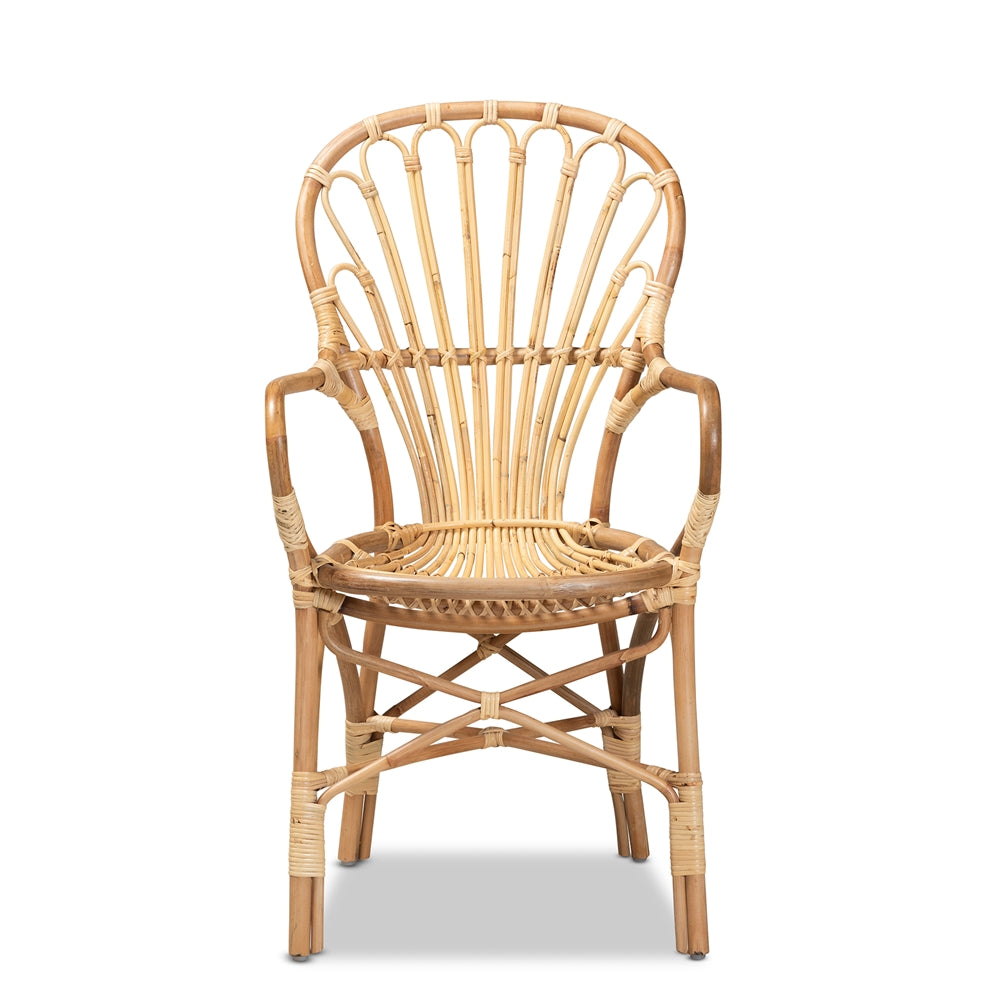 bali & pari Sheraton Modern and Contemporary Natural Finished Rattan Dining Chair