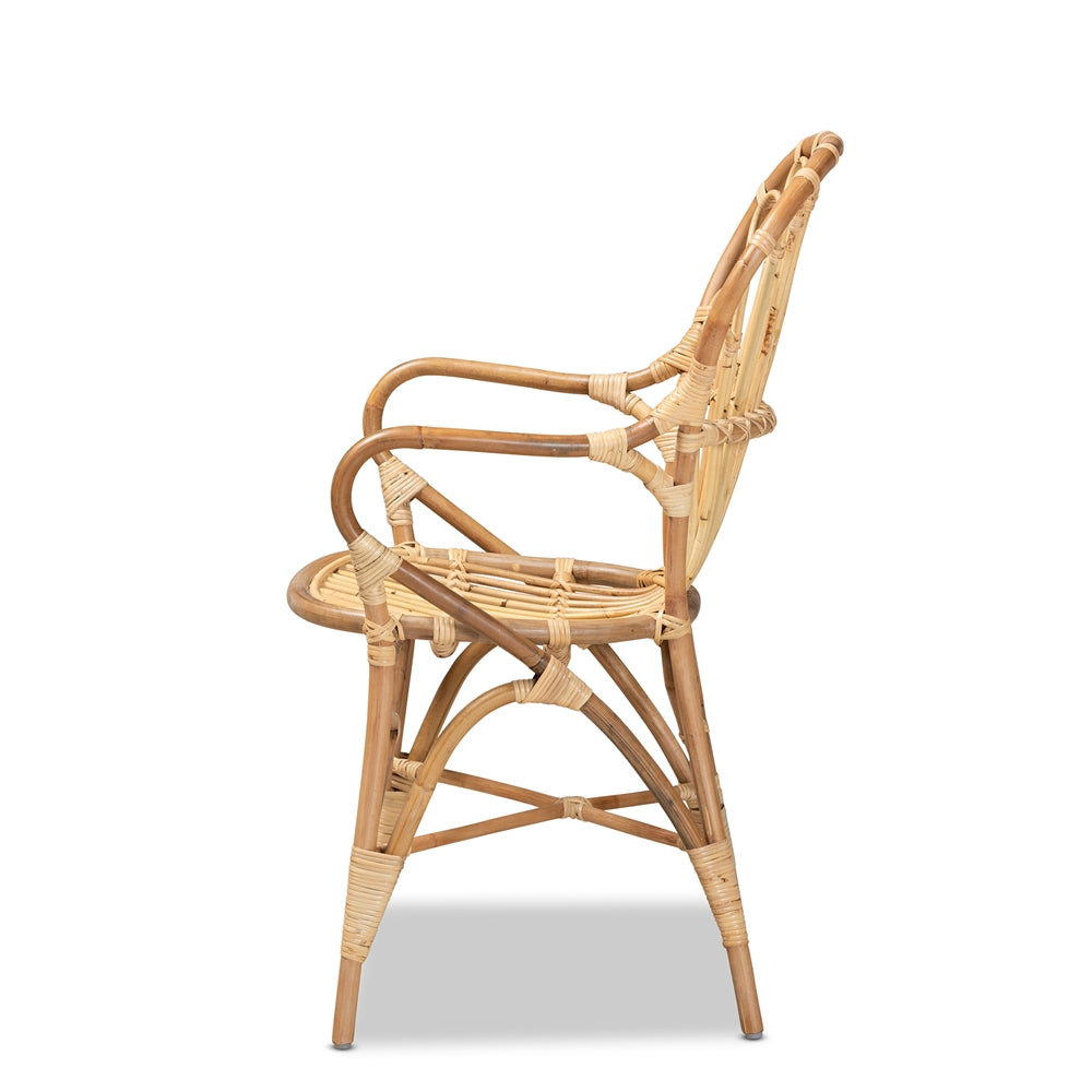 bali & pari Sheraton Modern and Contemporary Natural Finished Rattan Dining Chair