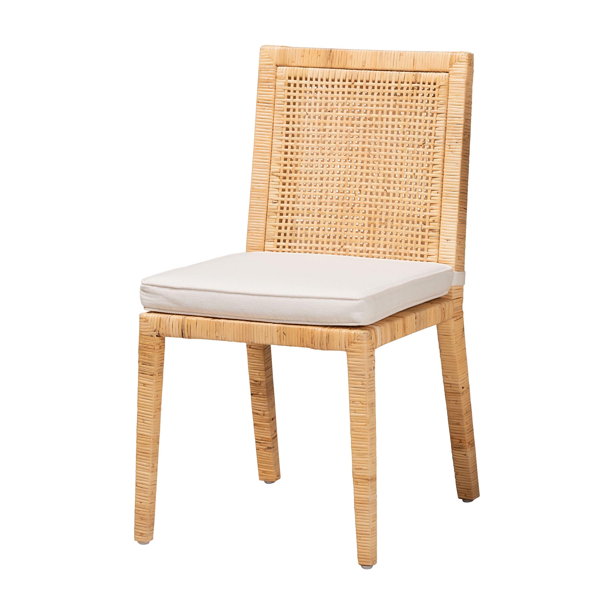 bali & pari Sofia Modern and Contemporary Natural Finished Wood and Rattan Dining Chair