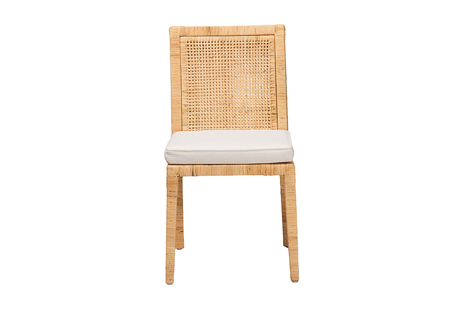 Sofia Modern and Contemporary Natural Finished Wood and Rattan Dining Chair