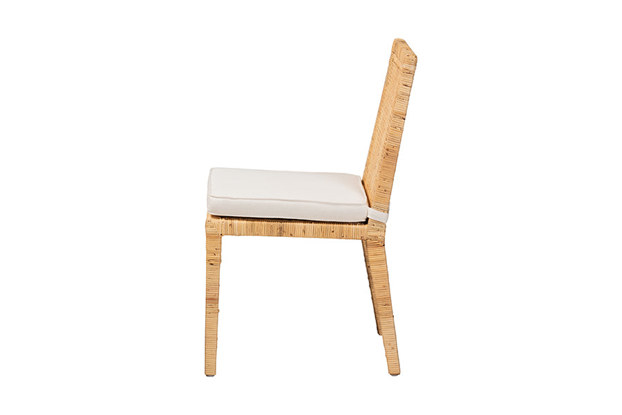 Sofia Modern and Contemporary Natural Finished Wood and Rattan Dining Chair