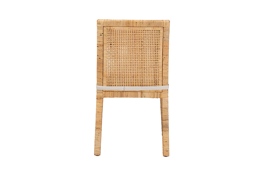 Sofia Modern and Contemporary Natural Finished Wood and Rattan Dining Chair