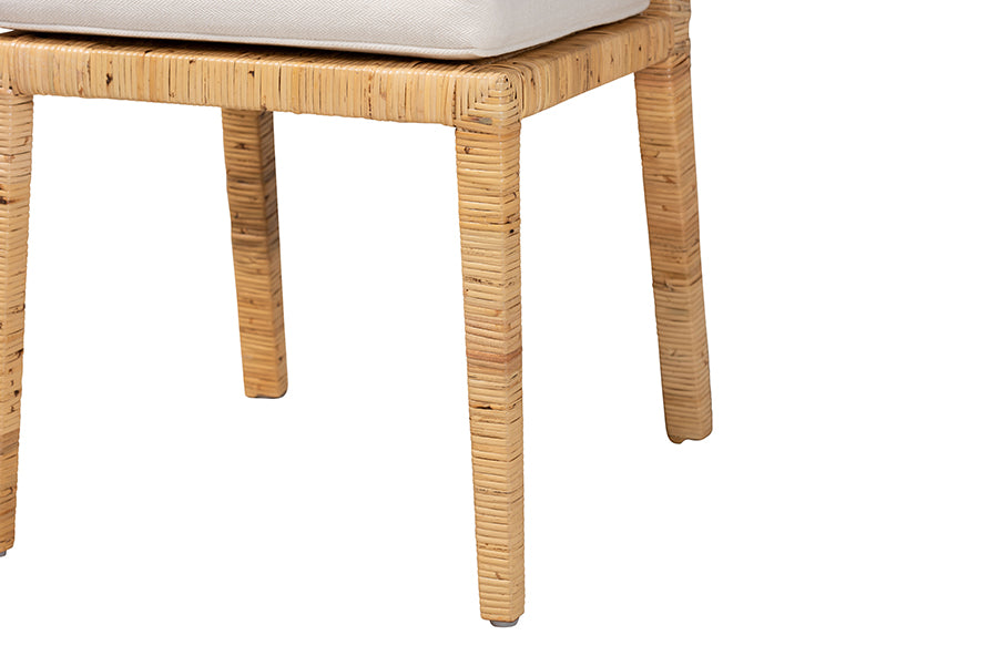 Sofia Modern and Contemporary Natural Finished Wood and Rattan Dining Chair