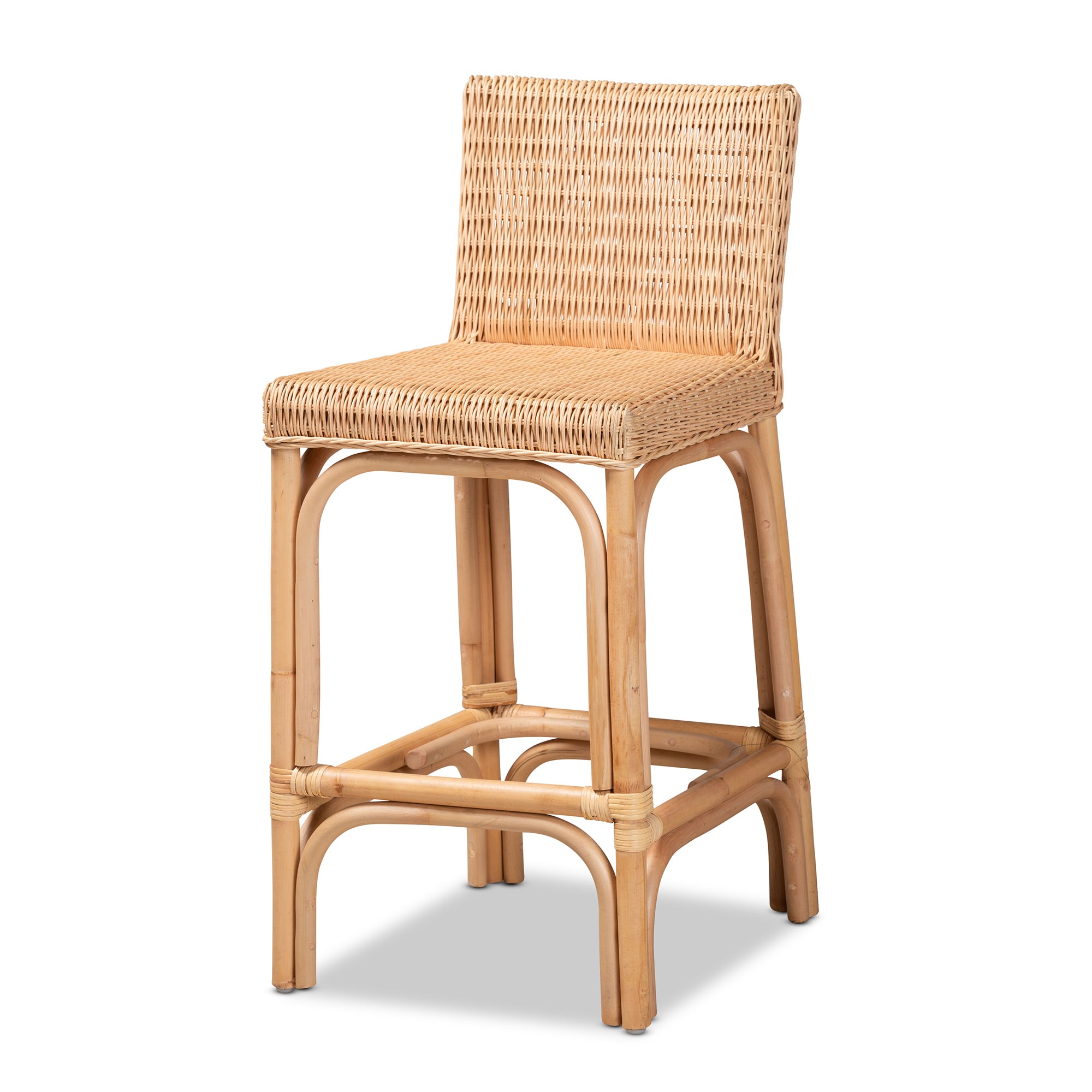 bali & pari Athena Modern and Contemporary Natural Finished Rattan Counter Stool