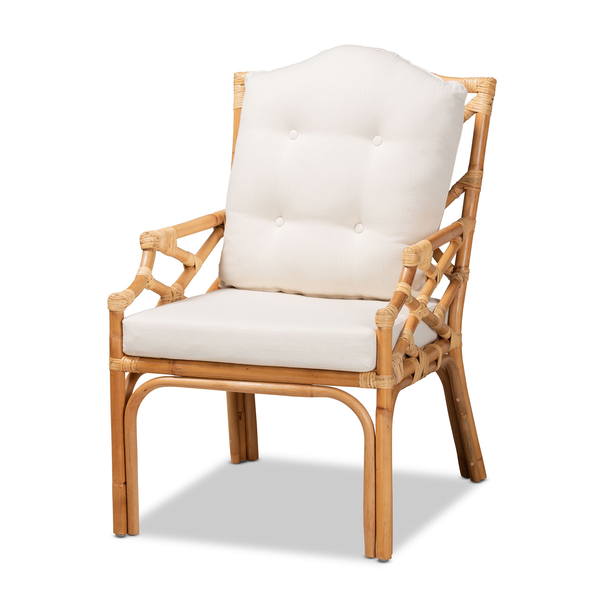 bali & pari Sonia Modern and Contemporary Natural Finished Rattan Armchair