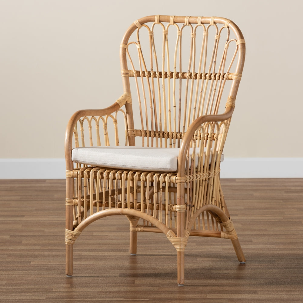 bali & pari Aya Modern and Contemporary Natural Finished Rattan Armchair