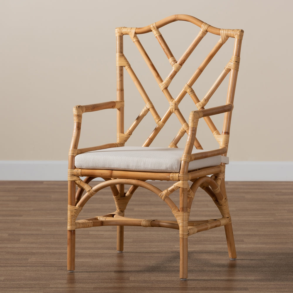 bali & pari Delta Modern and Contemporary Natural Finished Rattan Dining Chair