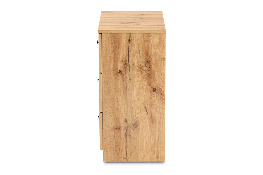 Decon Modern and Contemporary Oak Brown Finished Wood 3-Drawer Storage Chest