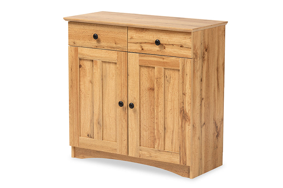 Lauren Modern and Contemporary Oak Brown Finished Wood 2-Door Buffet Kitchen Cabinet