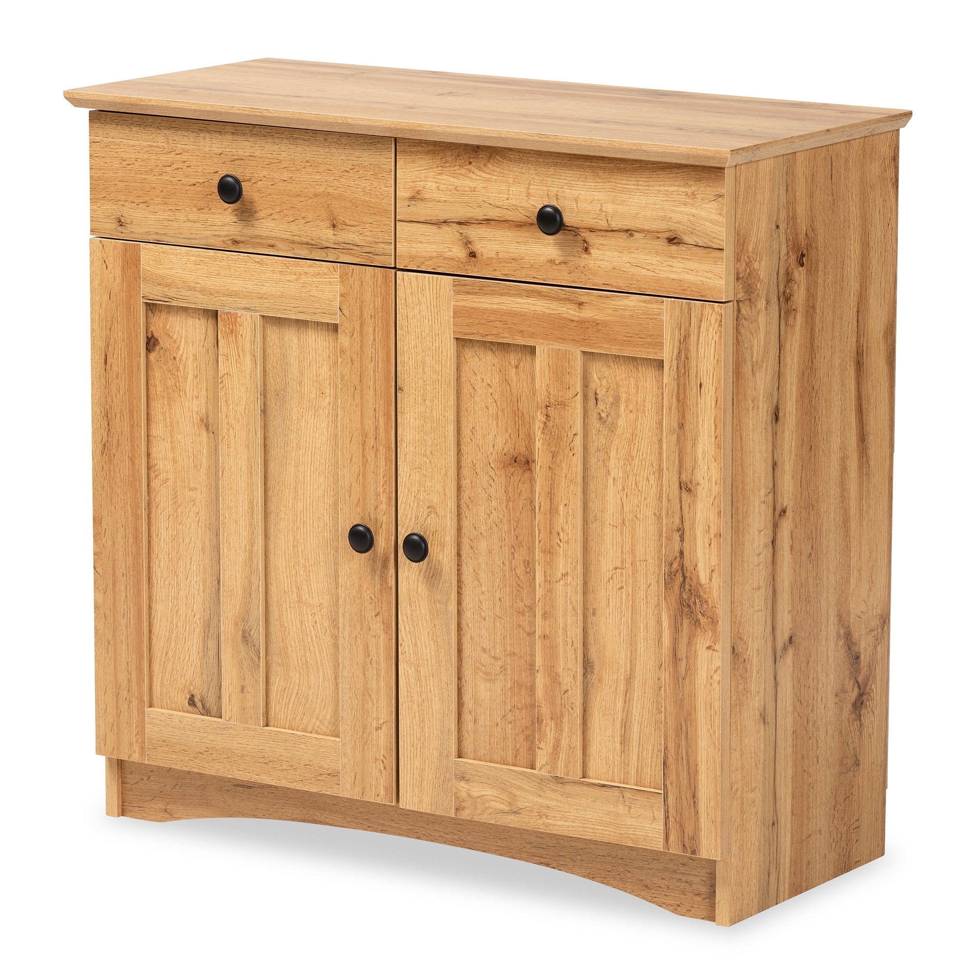 Lauren Modern and Contemporary Oak Brown Finished Wood 2-Door Buffet Kitchen Cabinet