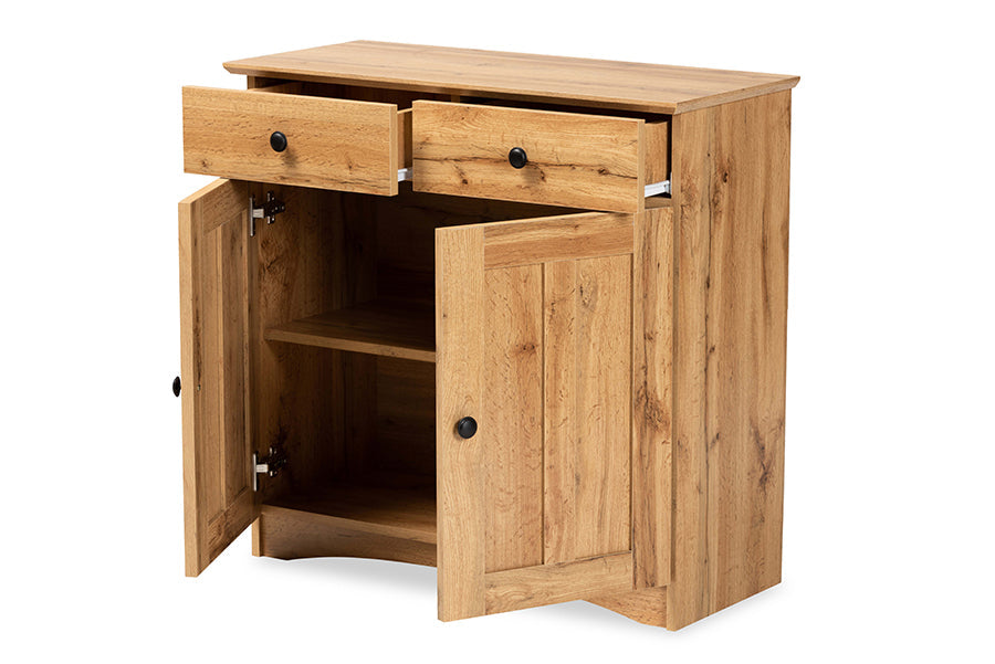 Lauren Modern and Contemporary Oak Brown Finished Wood 2-Door Buffet Kitchen Cabinet