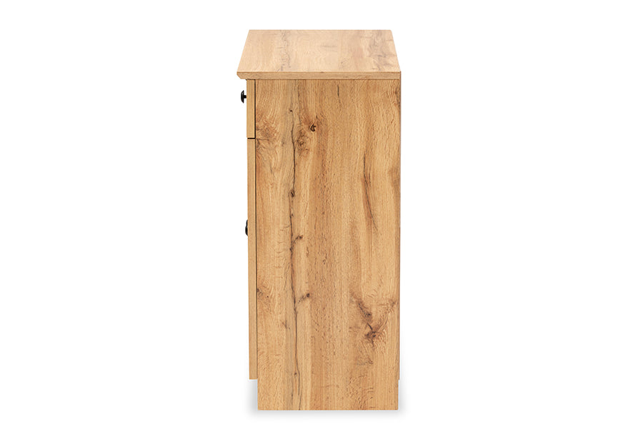 Lauren Modern and Contemporary Oak Brown Finished Wood 2-Door Buffet Kitchen Cabinet