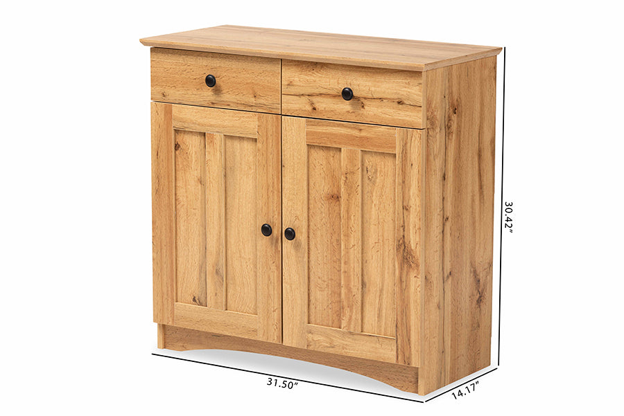 Lauren Modern and Contemporary Oak Brown Finished Wood 2-Door Buffet Kitchen Cabinet