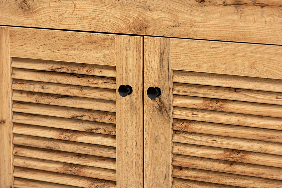 Agni Modern and Contemporary Oak Brown Finished Wood Buffet and Hutch Kitchen Cabinet