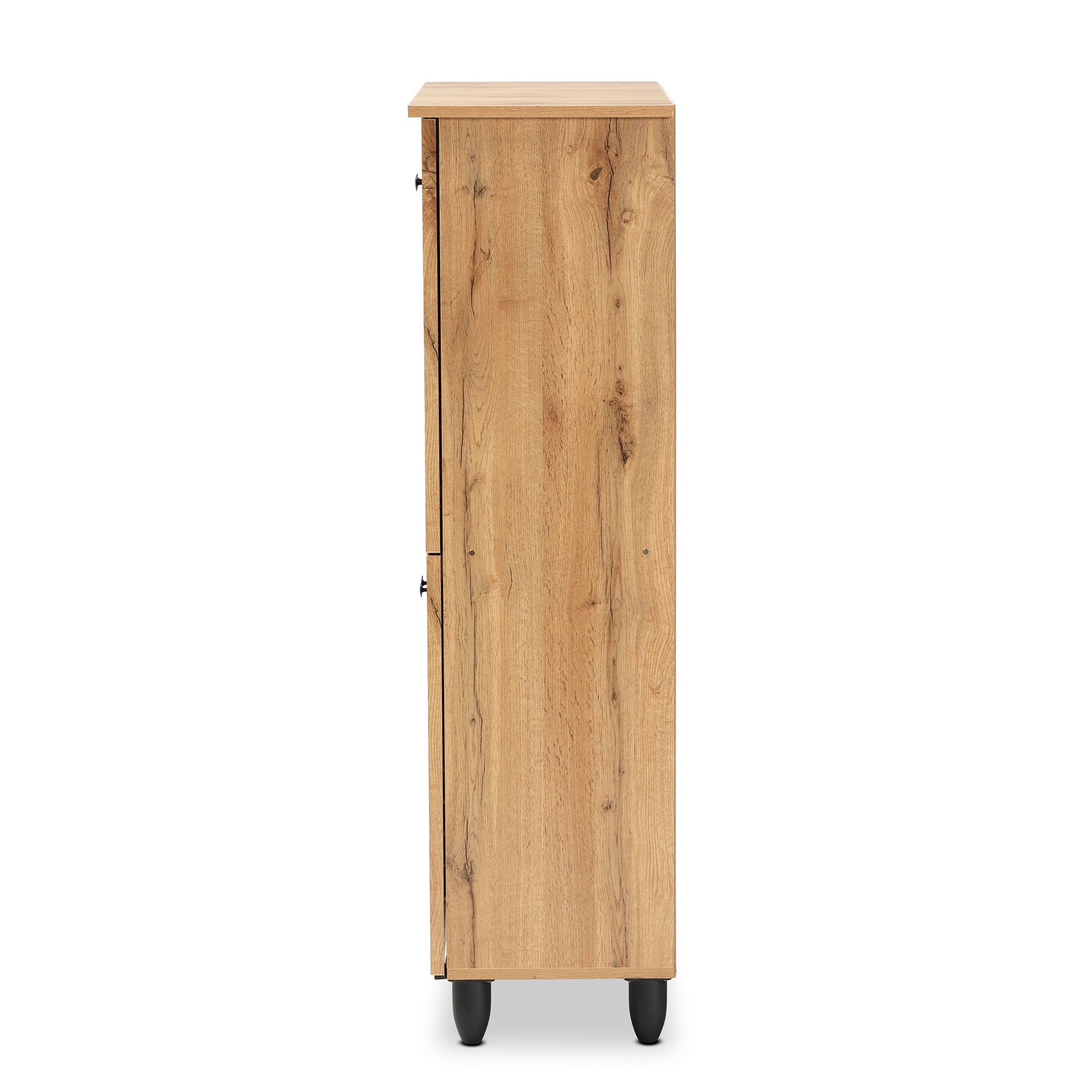 Winda Modern and Contemporary Oak Brown Finished Wood 4-Door Shoe Storage Cabinet