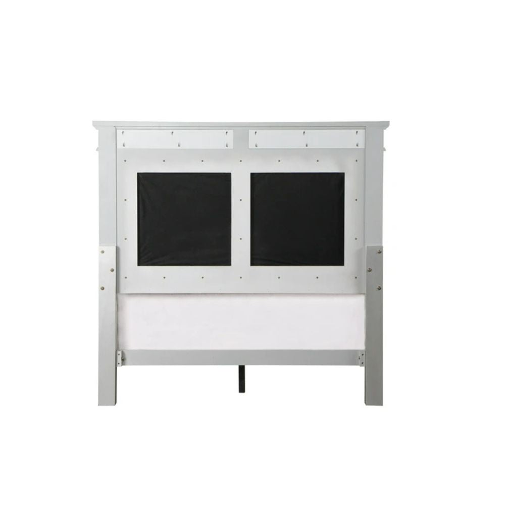 Varian Twin Bed, Gray Velvet, Silver & Mirrored Finish