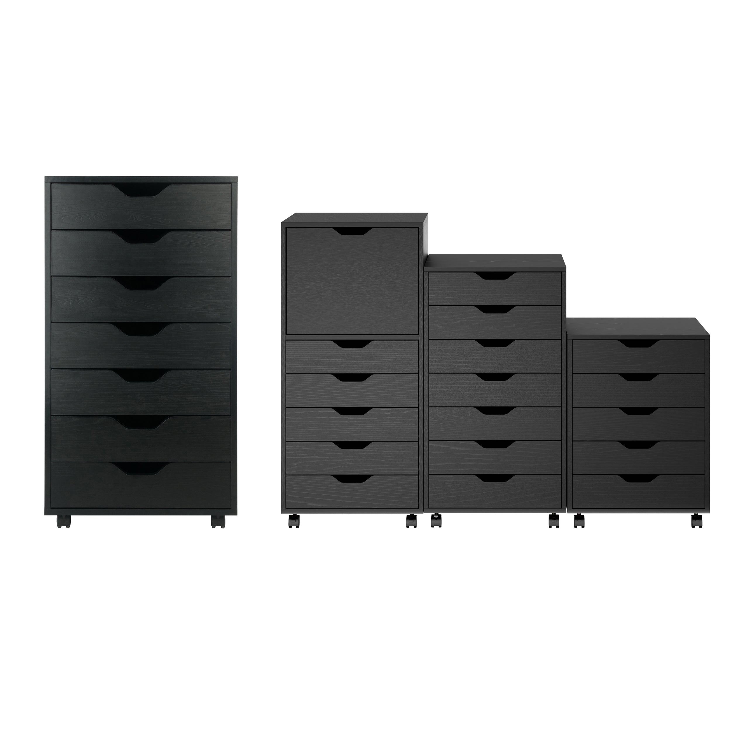 Halifax 7-Drawer Mobile Cabinet, Black
