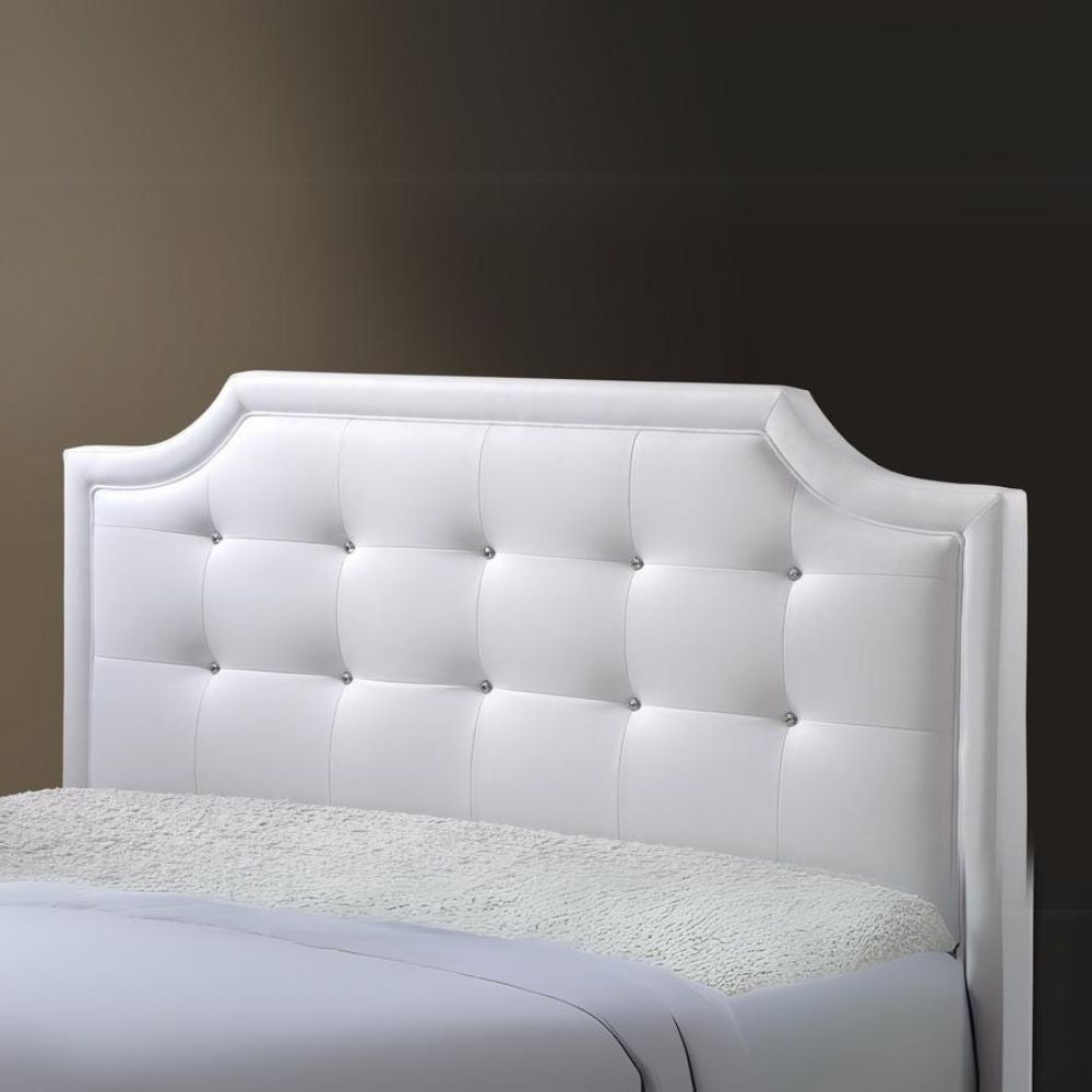 Carlotta White Modern Bed With Upholstered Headboard - Full Size