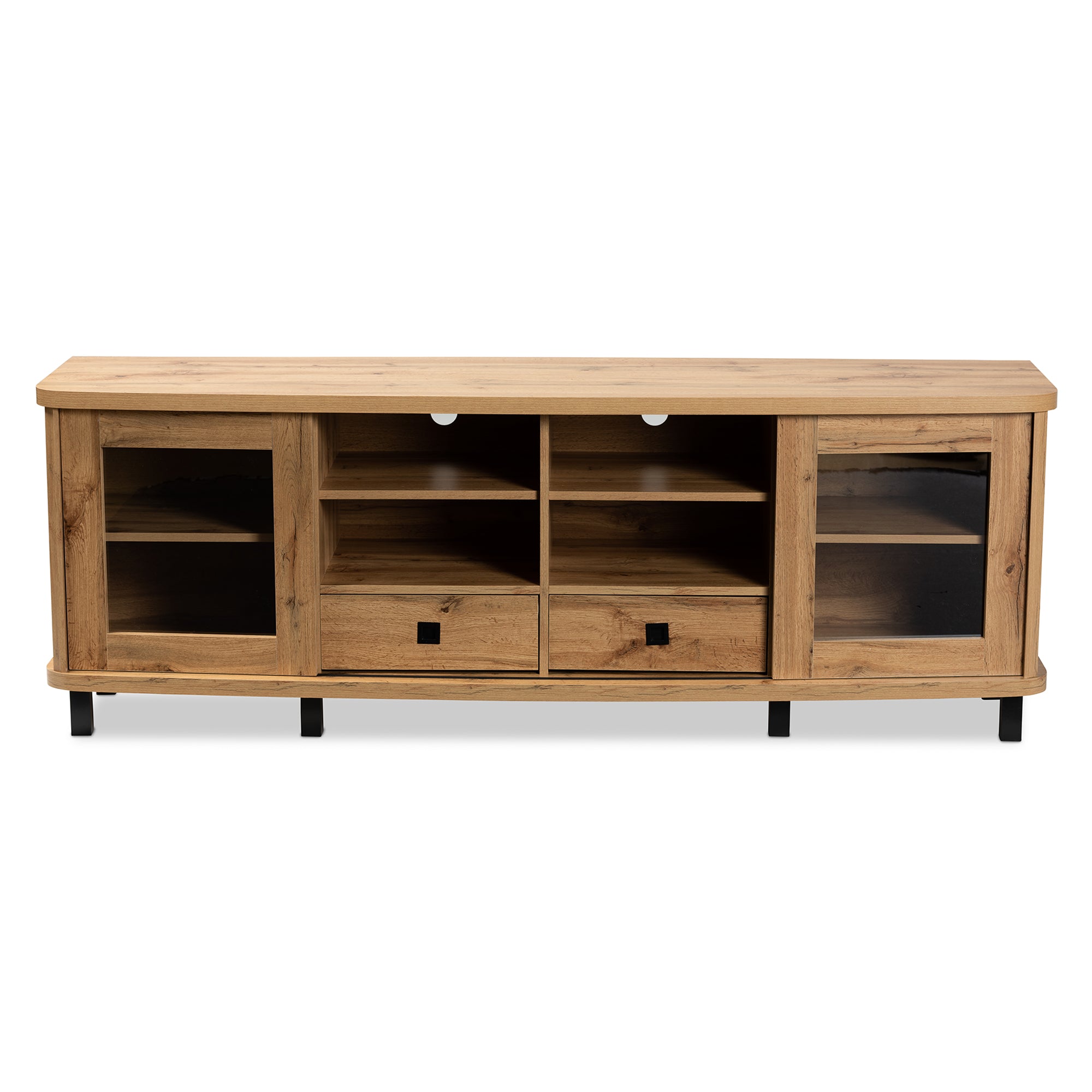 Walda Modern and Contemporary Oak Brown Finished Wood 2-Drawer TV Stand