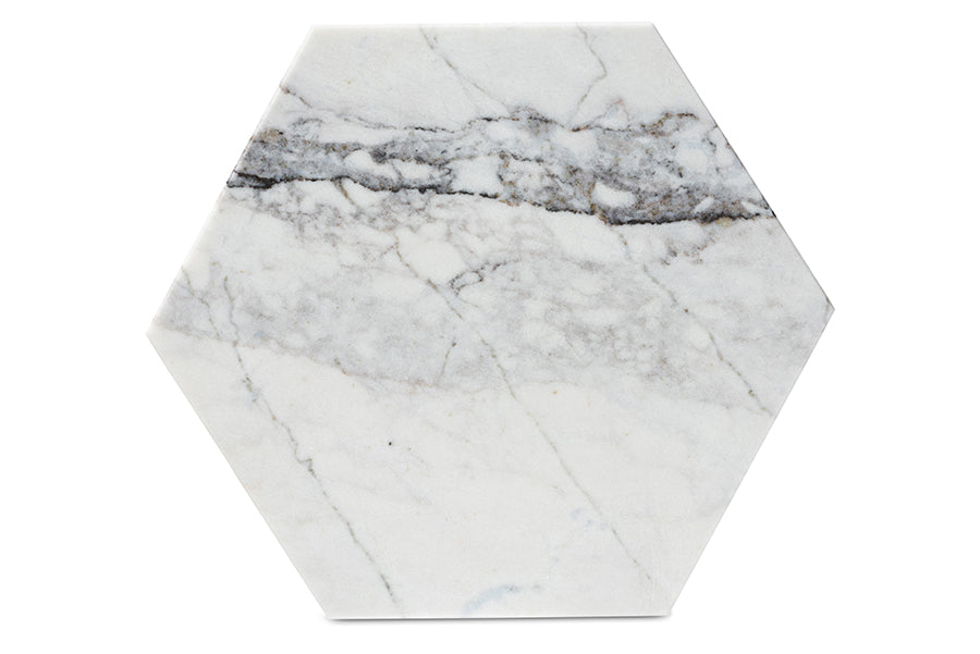 Kalena Modern and Contemporary Gold Metal End Table with Marble Tabletop