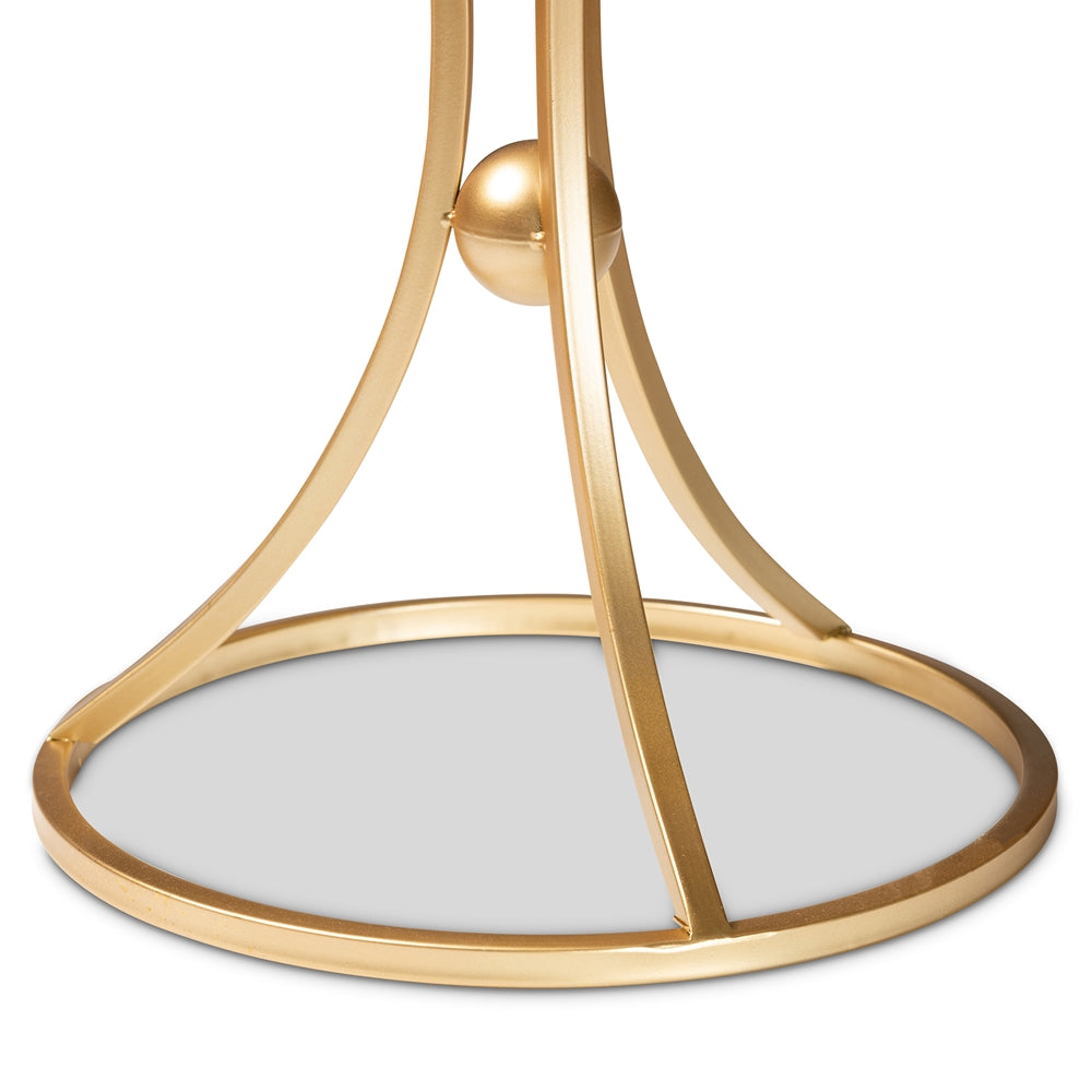 Tarmon Modern and Contemporary Gold Finished Metal End Table with Marble Tabletop