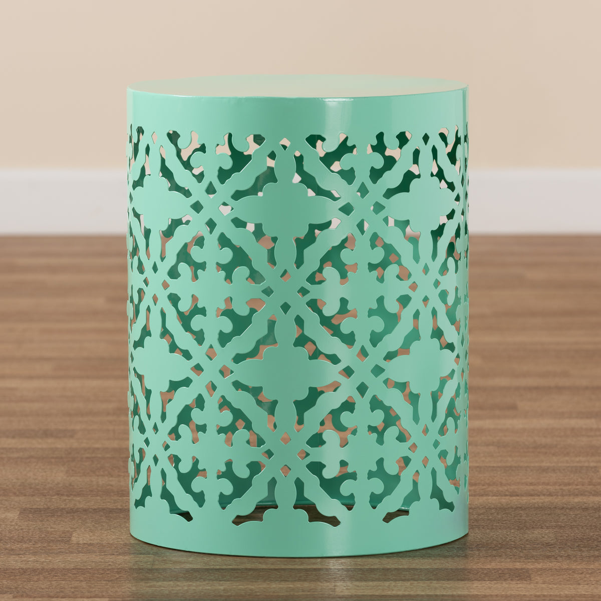 Jamila Modern and Contemporary Aqua Finished metal Outdoor Side Table