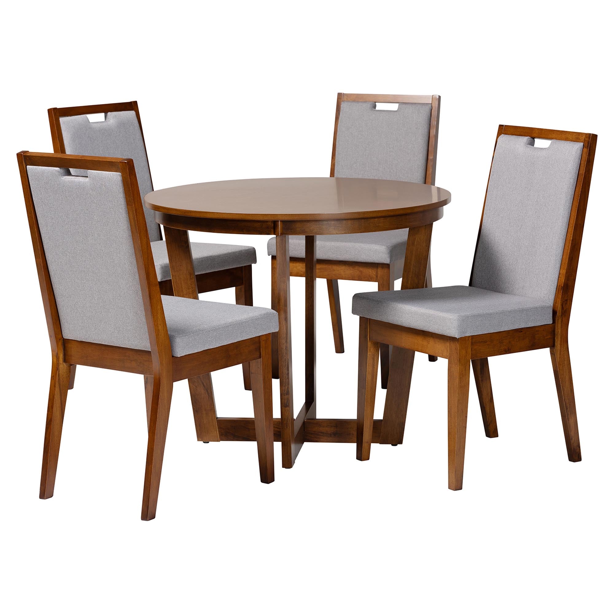 Baxton Studio Ana Modern Grey and Walnut Brown Wood 5-Piece Dining Set