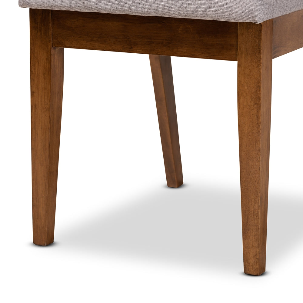 Rosa Modern and Contemporary Grey Fabric Upholstered and Walnut Brown Finished Wood 5-Piece Dining Set