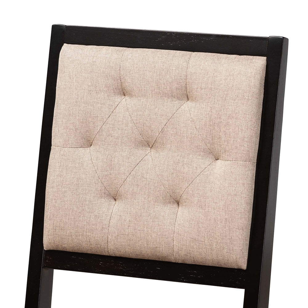 Kala Modern Beige Fabric and Dark Brown Finished Wood 5-Piece Dining Set