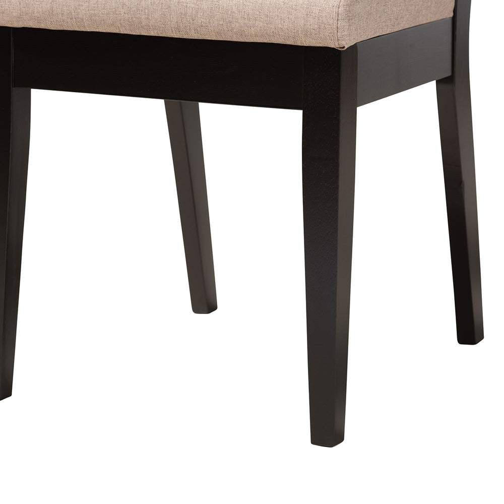 Noe Modern Sand Fabric and Dark Brown Finished Wood 5-Piece Dining Set