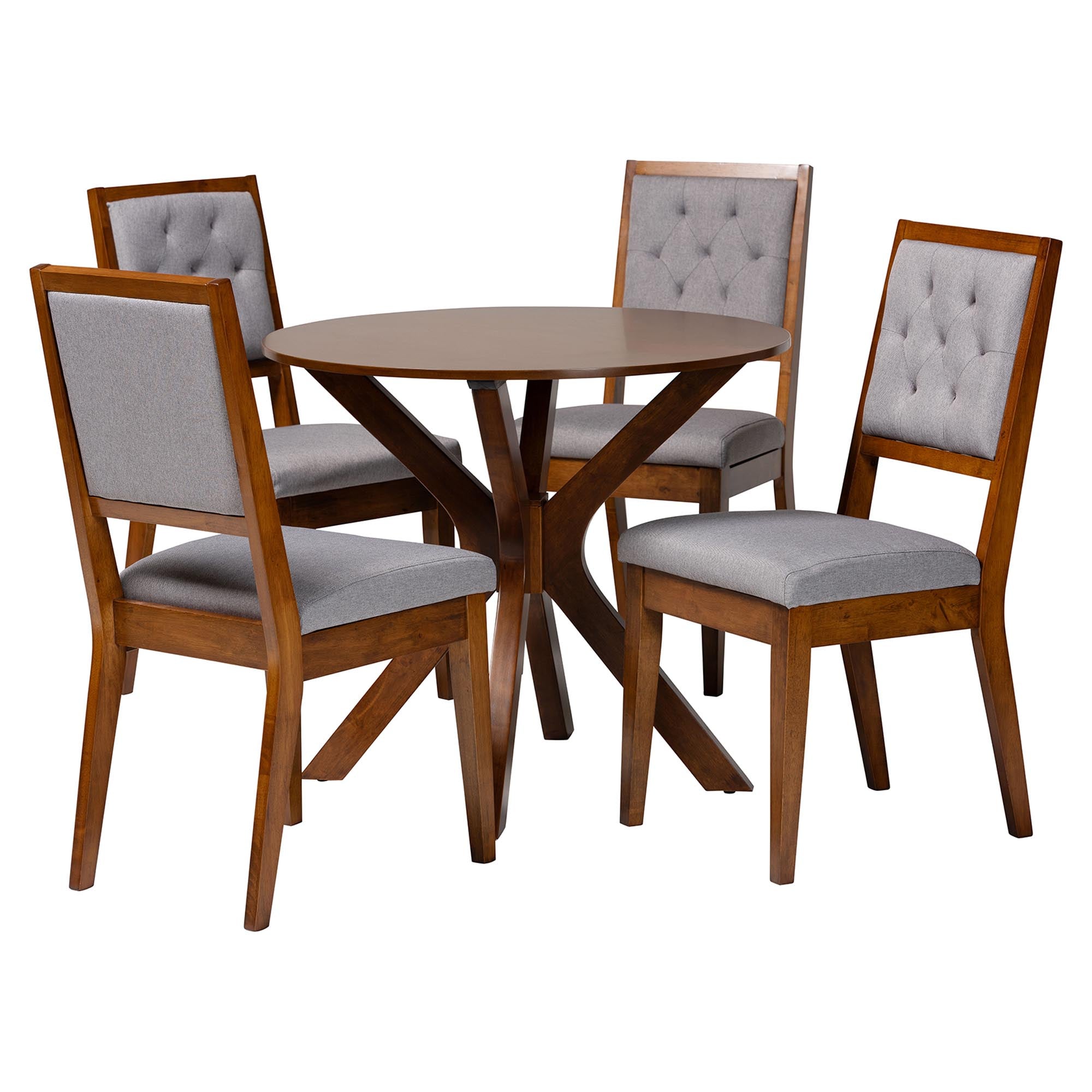 Mana Modern Grey and Walnut Brown Wood 5-Piece Dining Set