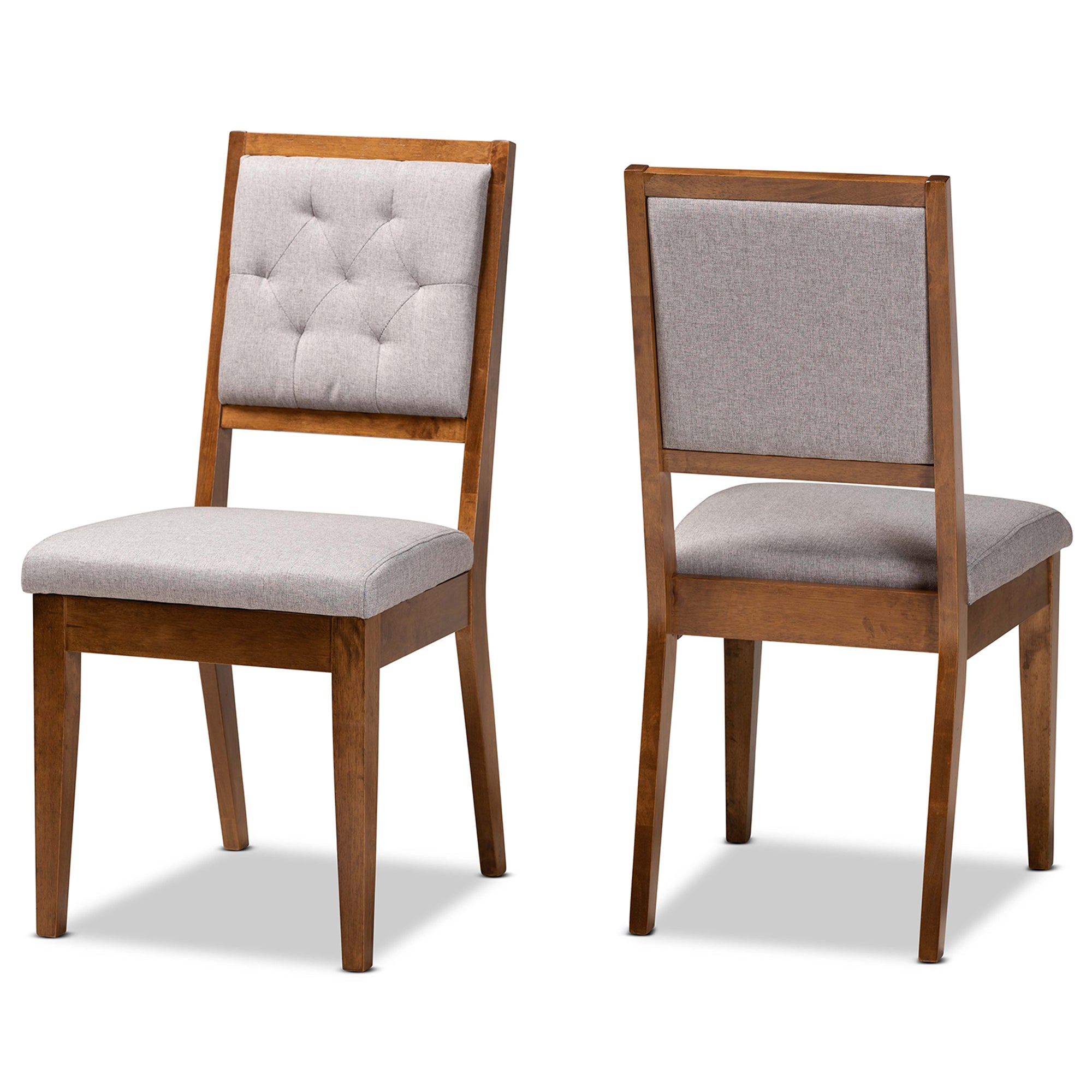 Gideon Modern and Contemporary Grey Fabric Upholstered and Walnut Brown Finished Wood 2-Piece Dining Chair Set