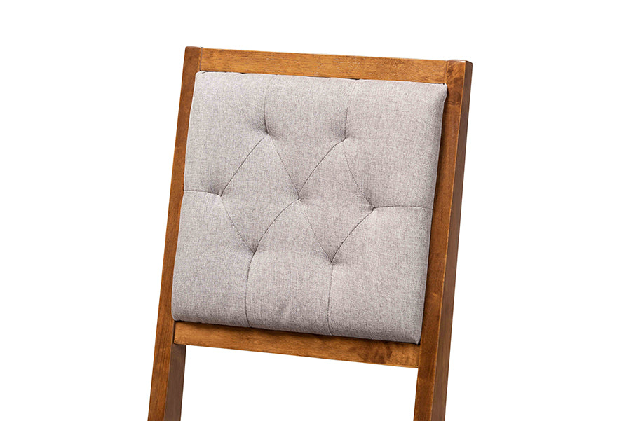 Gideon Modern and Contemporary Grey Fabric Upholstered and Walnut Brown Finished Wood 2-Piece Dining Chair Set