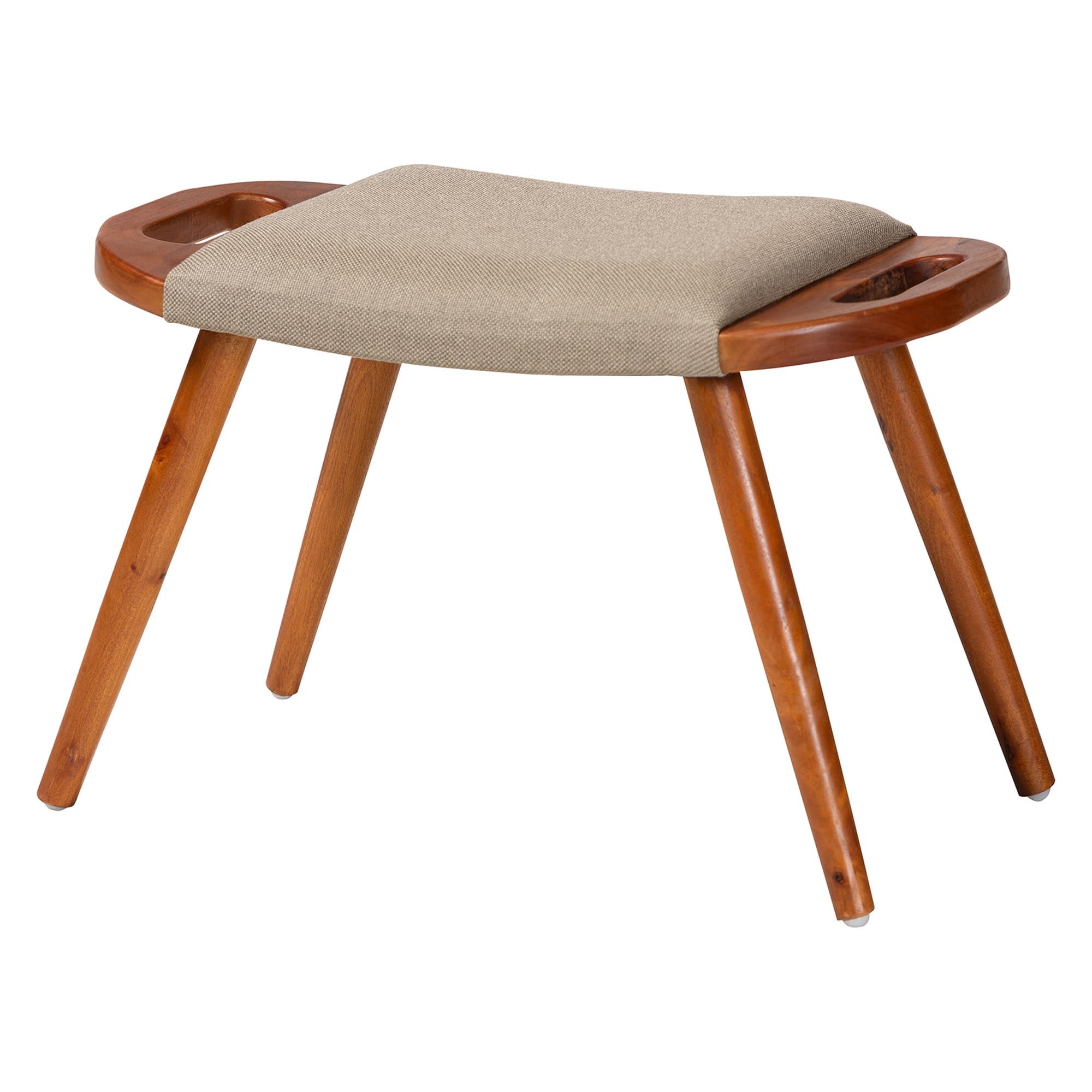 Baxton Studio Banner Mid-Century Modern Light Brown Fabric Upholstered and Oak Brown Finished Wood Accent Bench