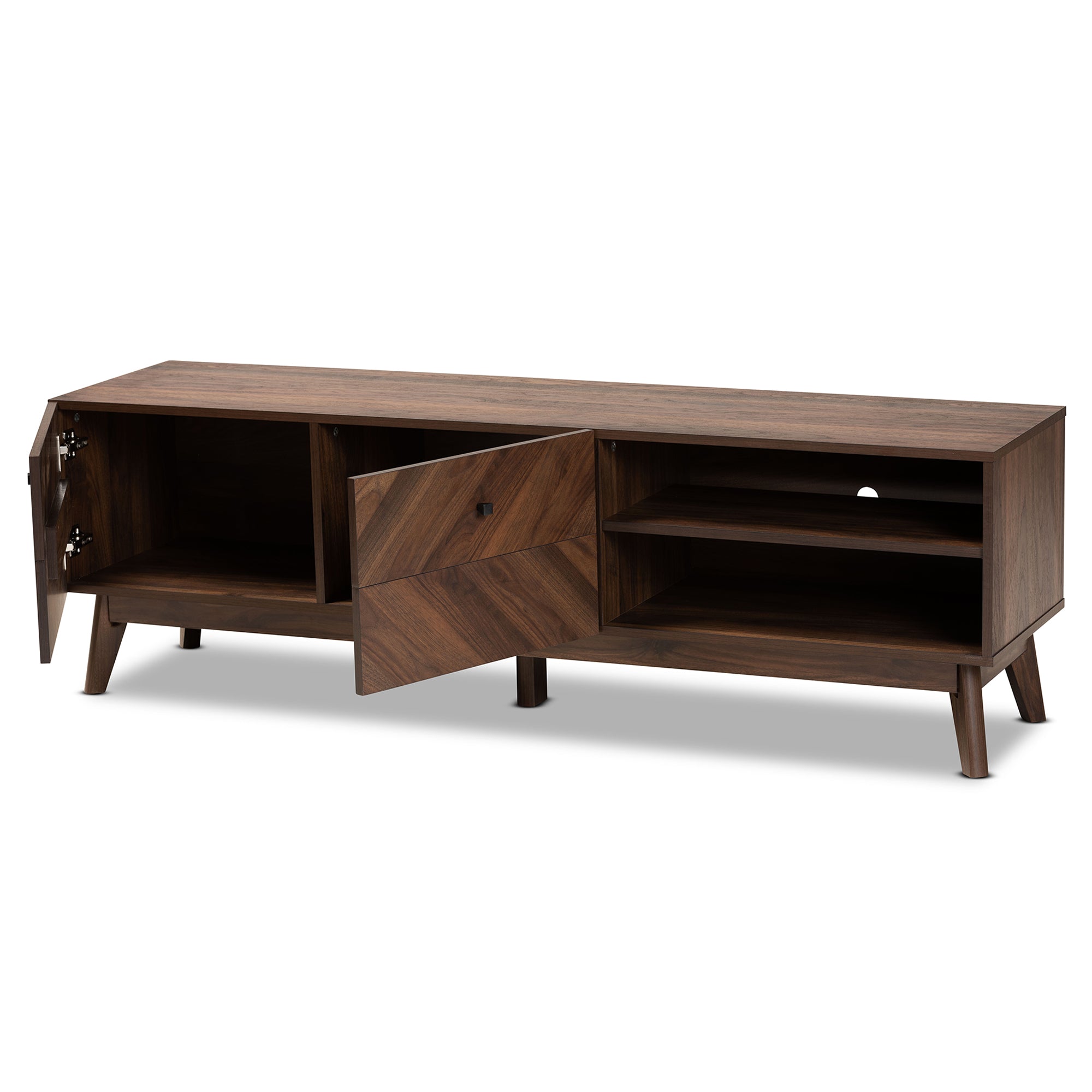 Hartman Mid-Century Modern Walnut Brown Finished Wood TV Stand
