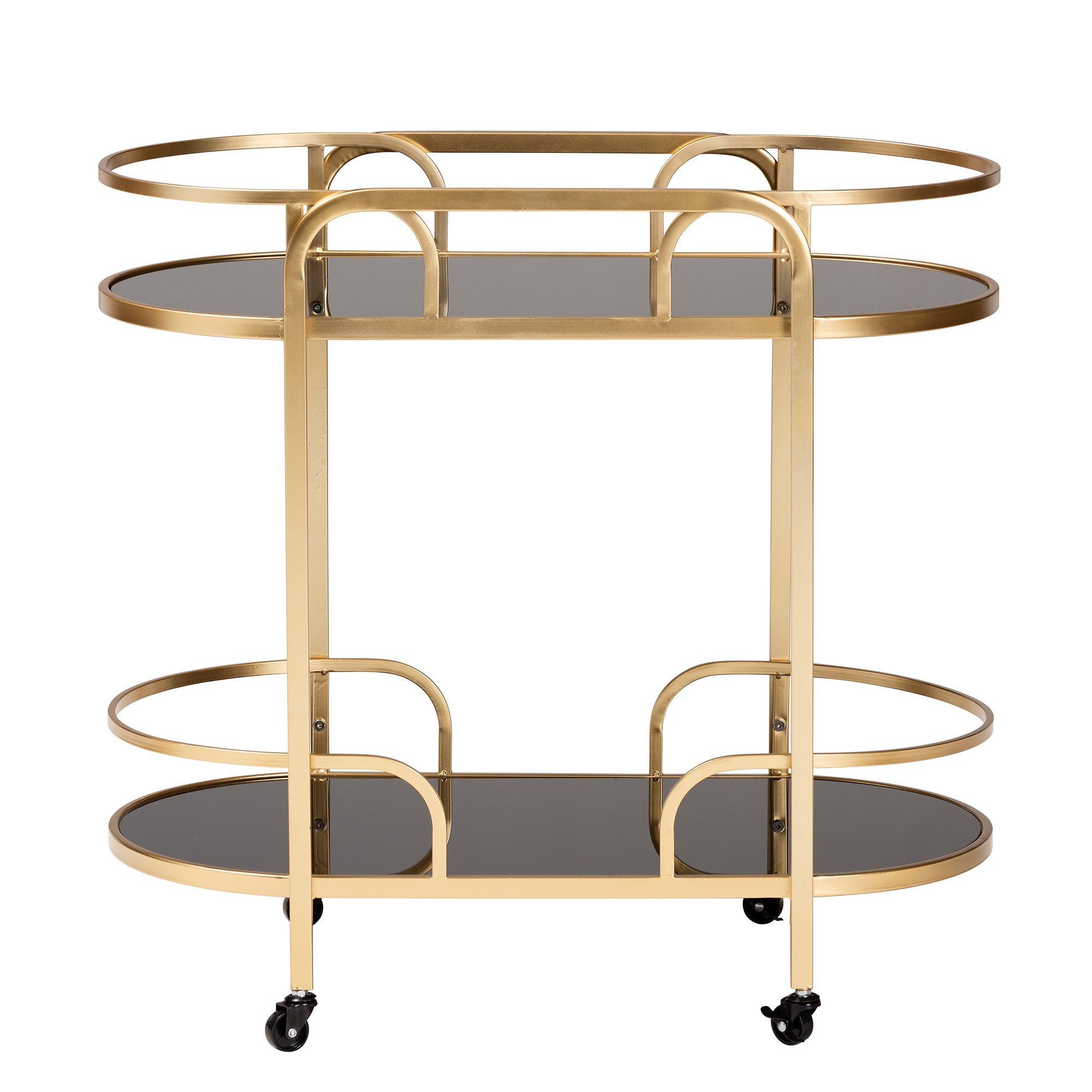 Leighton Contemporary  and  Gold Metal and Tempered Glass 2-Tier Wine Cart