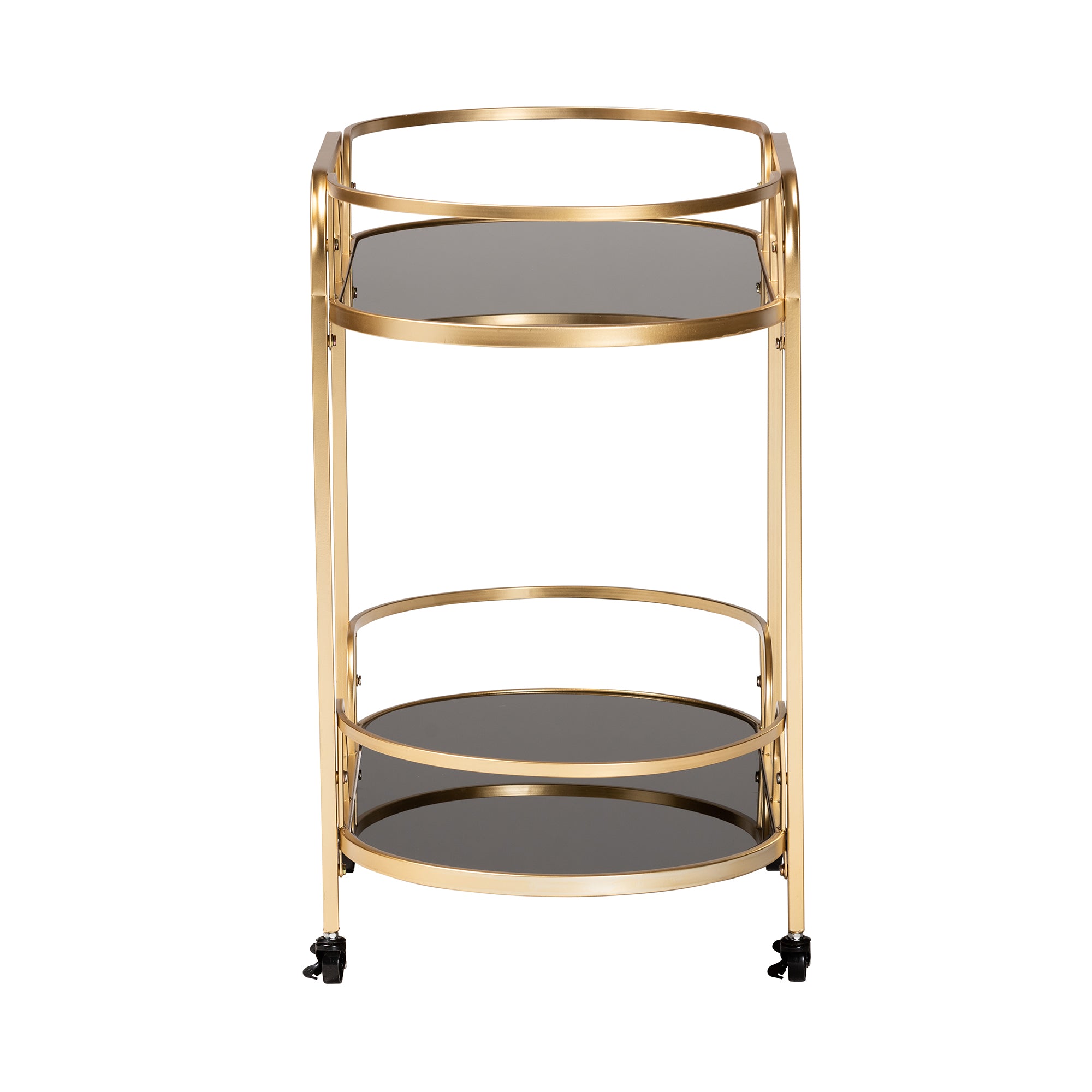 Leighton Contemporary  and  Gold Metal and Tempered Glass 2-Tier Wine Cart