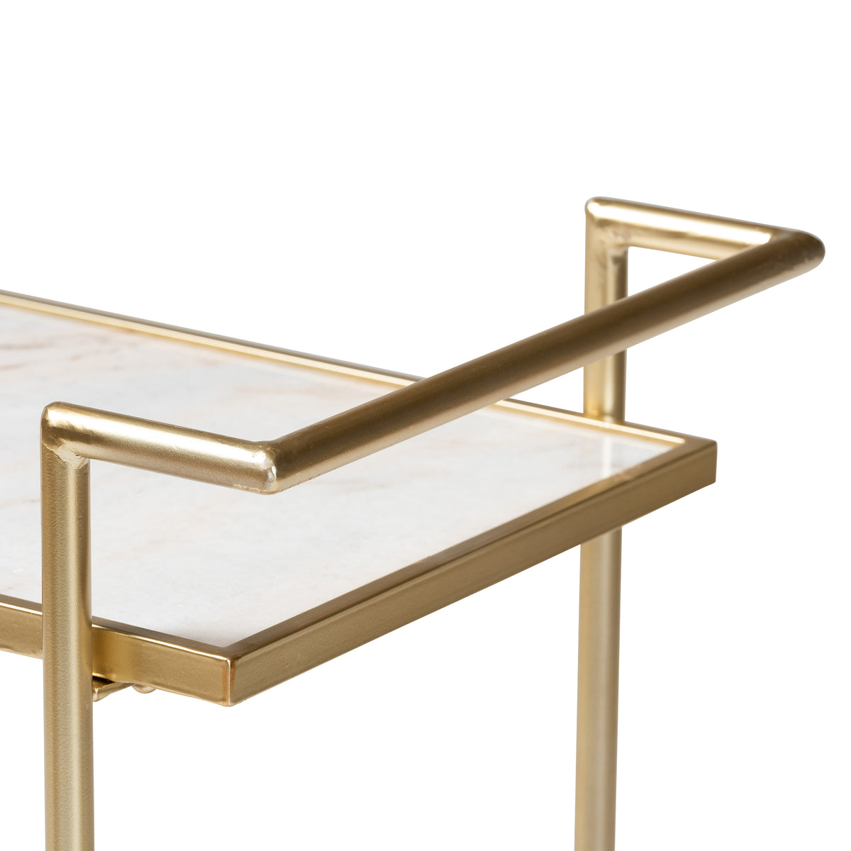 Louise Contemporary  and  Gold Metal and White Marble 2-Tier Wine Cart