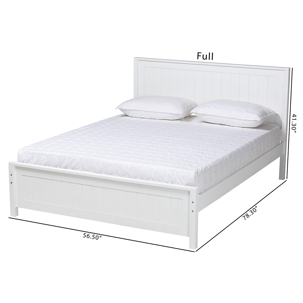 Neves Classic And Traditional White Finished Wood Full Size Platform Bed